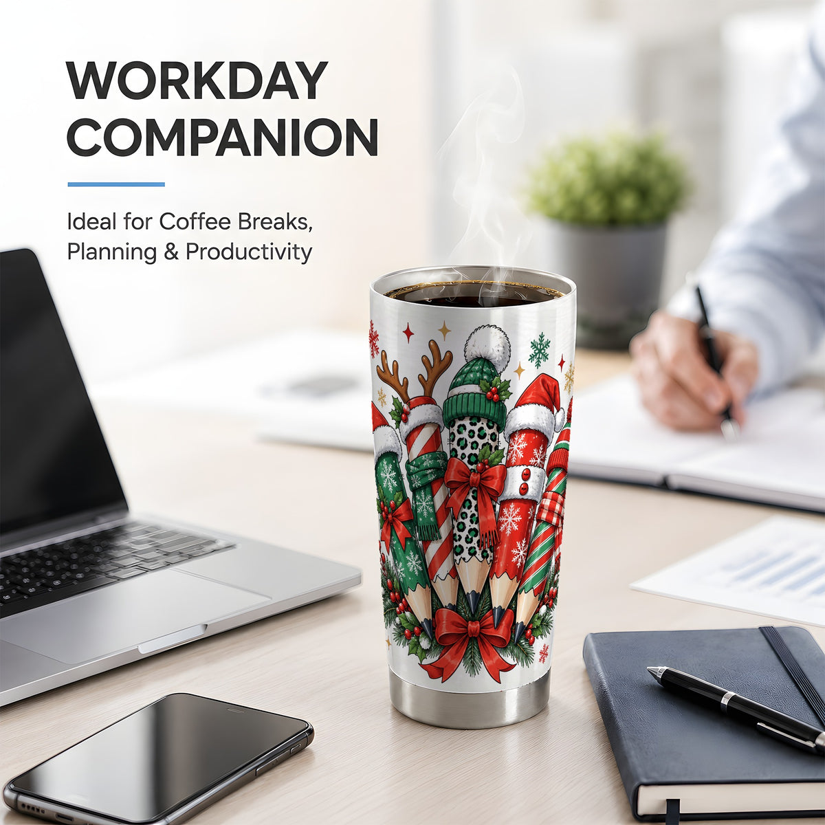 Christmas Pencil 20oz Tumbler, Stainless Steel Drinkware for Teachers