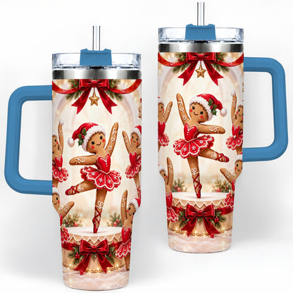 #pl[40oz|Blue] Gingerbread Ballerina Christmas 40oz Tumbler with Holiday Artwork
