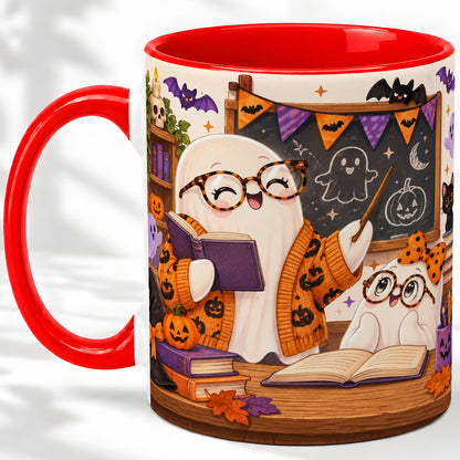 Halloween Ghost Classroom Ceramic Mug with Teacher Artwork