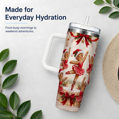 Gingerbread Ballerina Christmas 40oz Tumbler with Holiday Artwork