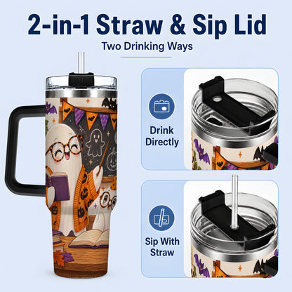 #pl[40oz|Black] Halloween Ghost Classroom 40oz Tumbler with Teacher Artwork