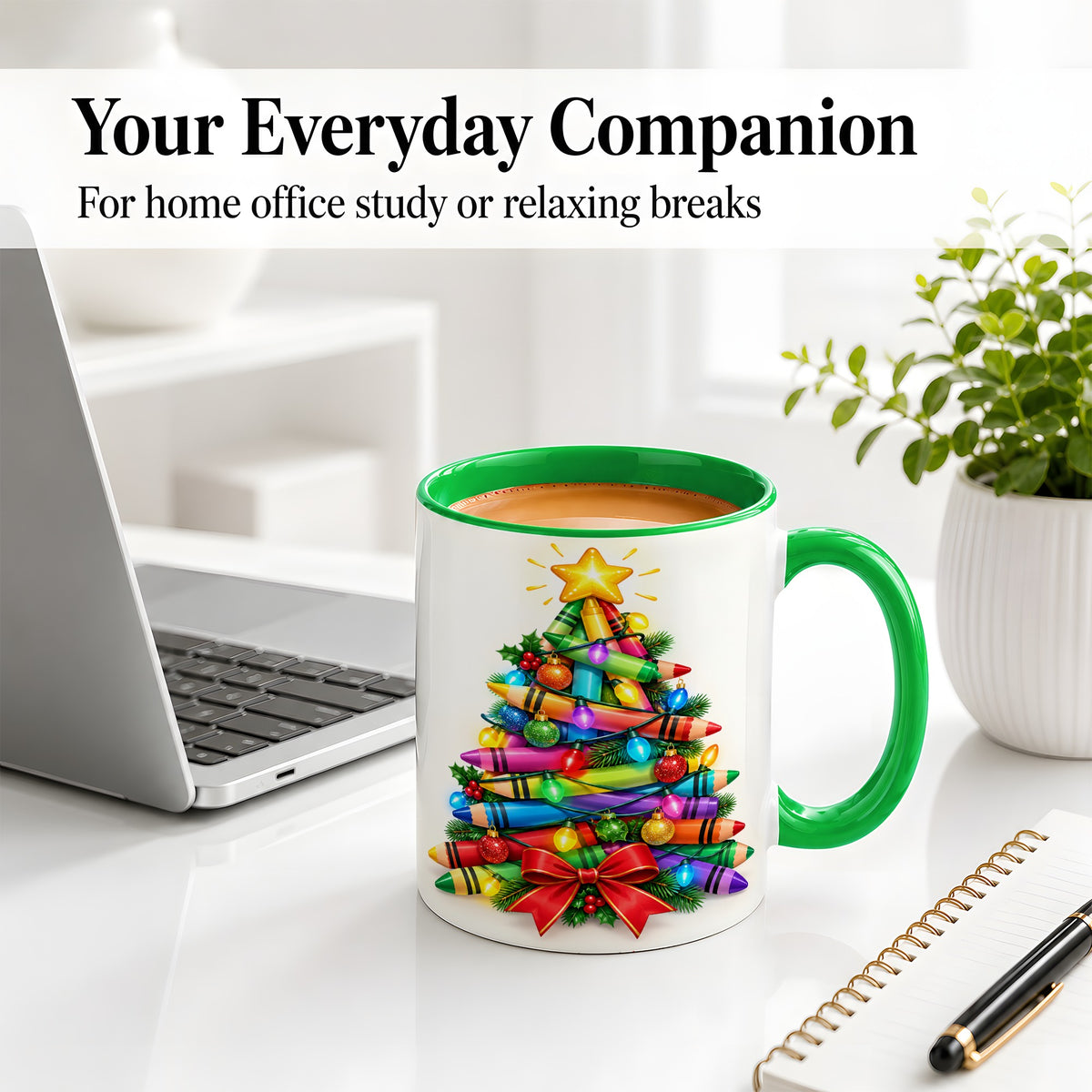 #pl[11oz|Green] Christmas Crayon Tree Ceramic Mug for Teachers