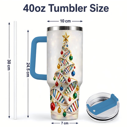 #pl[40oz|Blue] DNA Christmas Tree 40oz Tumbler, Stainless Steel for Science Lovers
