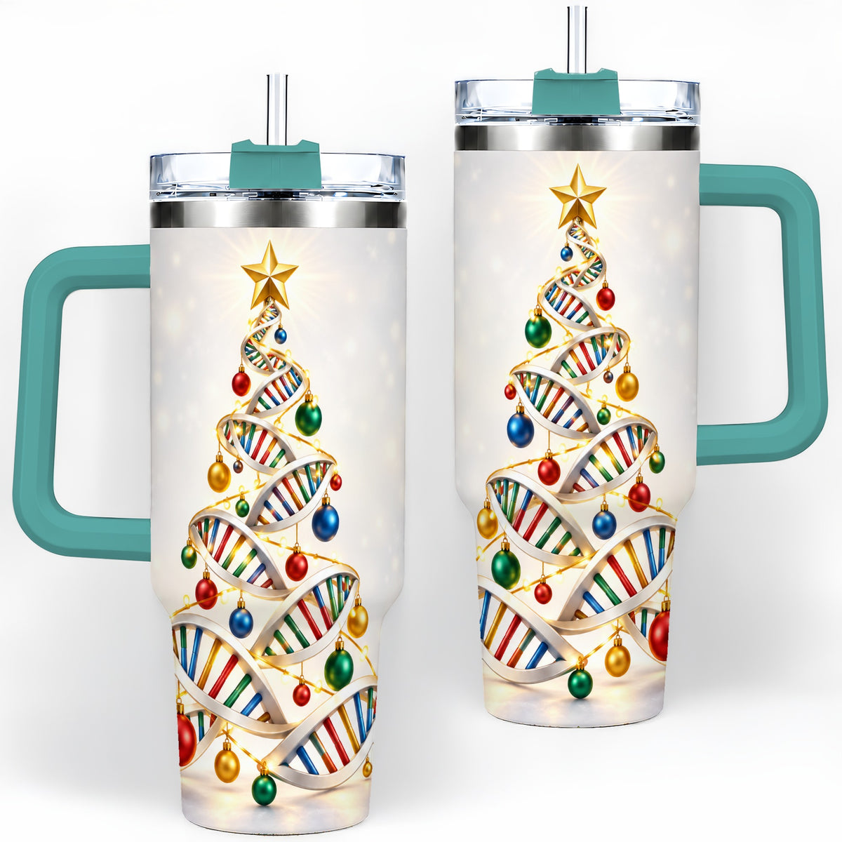 #pl[40oz|Green] DNA Christmas Tree 40oz Tumbler, Stainless Steel for Science Lovers