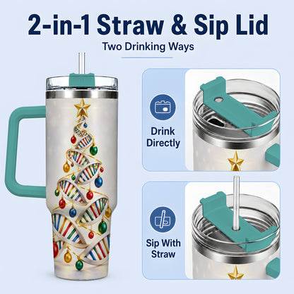 #pl[40oz|Green] DNA Christmas Tree 40oz Tumbler, Stainless Steel for Science Lovers