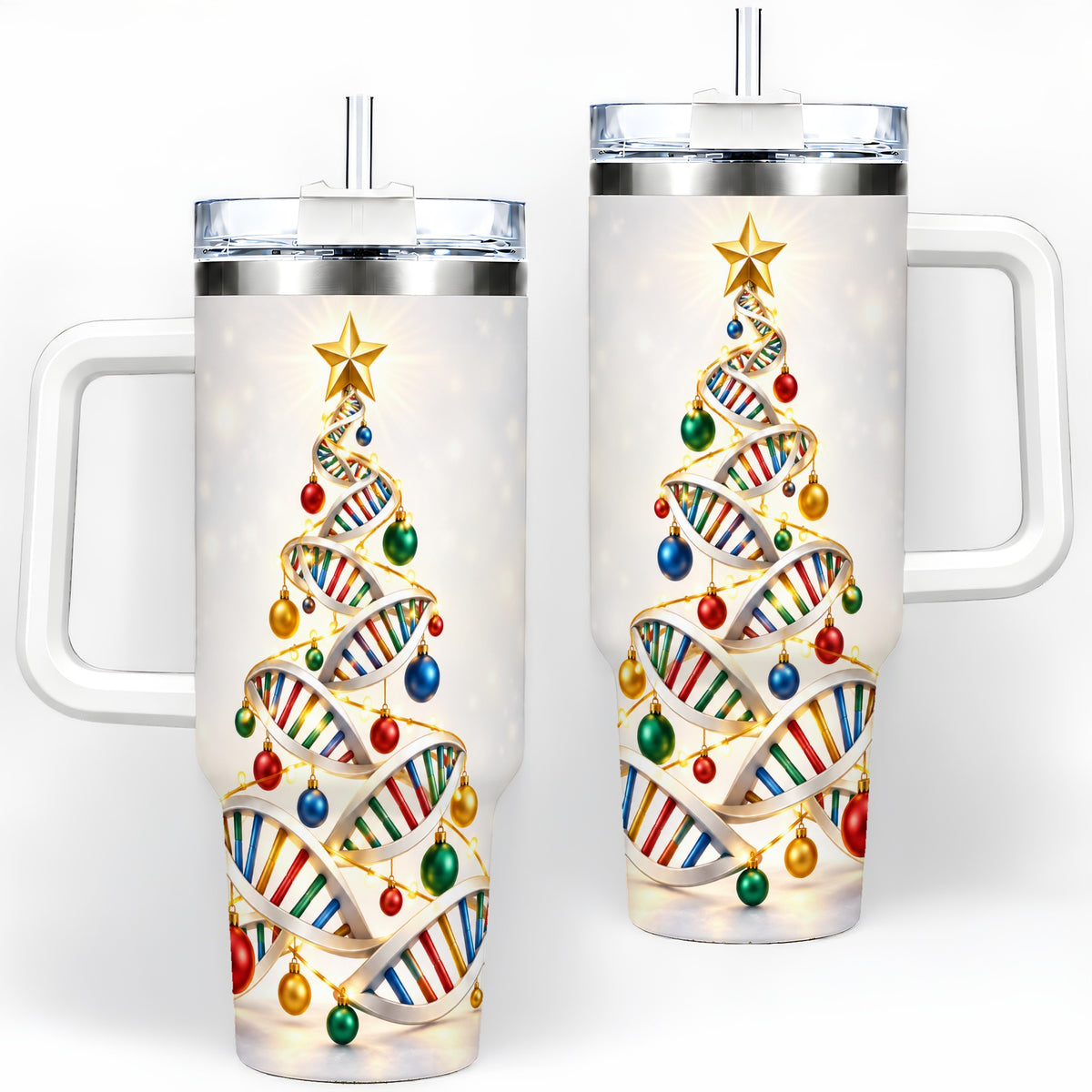 DNA Christmas Tree 40oz Tumbler, Stainless Steel for Science Lovers