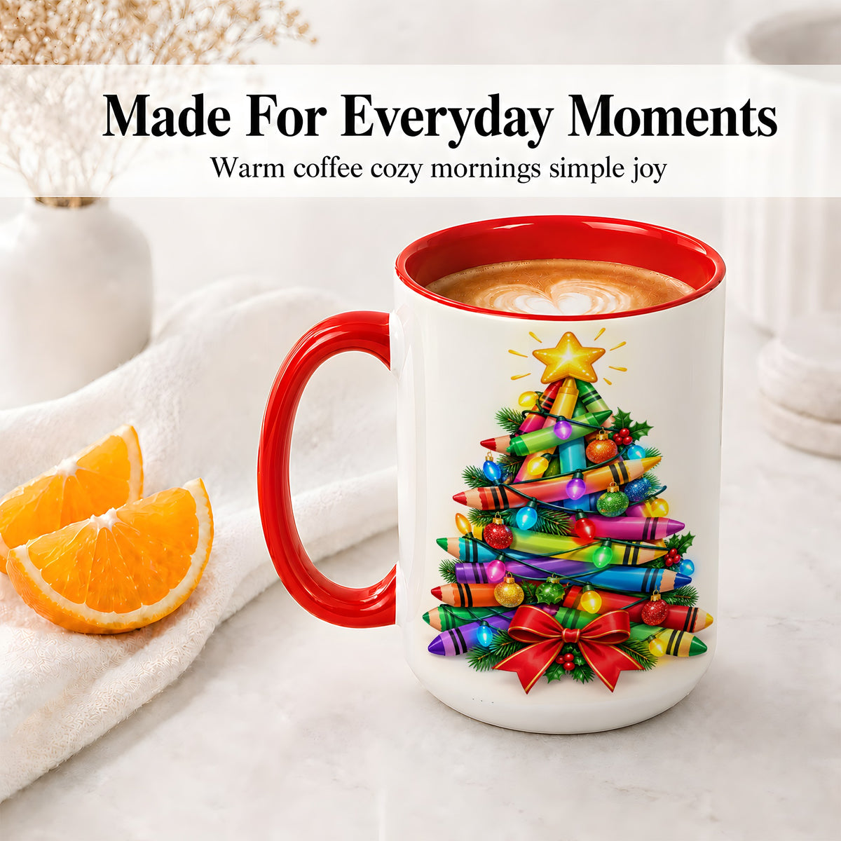 #pl[15oz|Red] Christmas Crayon Tree Ceramic Mug for Teachers