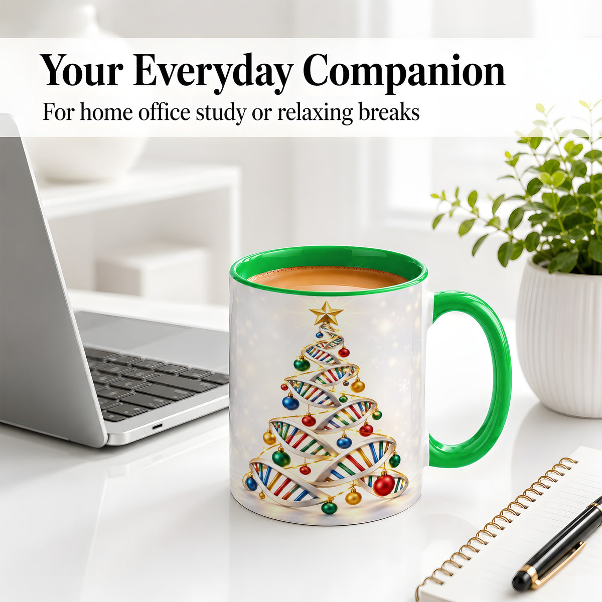 #pl[11oz|Green] DNA Christmas Tree Ceramic Mug for Science Lovers