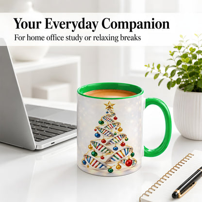 #pl[11oz|Green] DNA Christmas Tree Ceramic Mug for Science Lovers