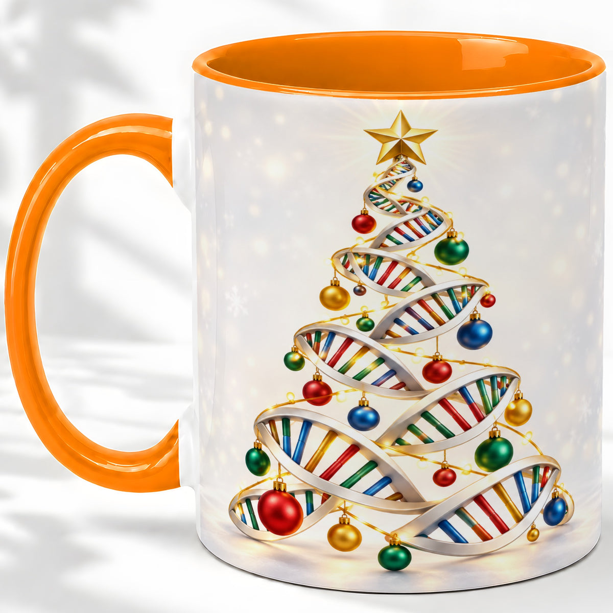 #pl[11oz|Orange] DNA Christmas Tree Ceramic Mug for Science Lovers