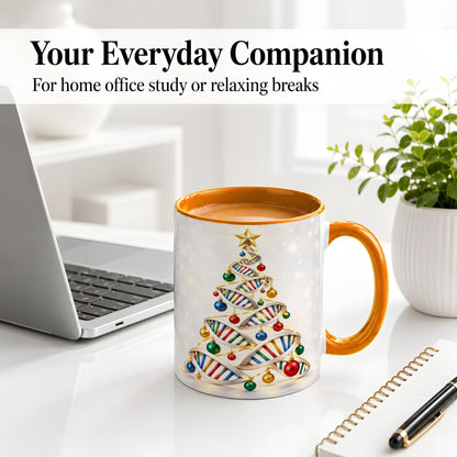 #pl[11oz|Orange] DNA Christmas Tree Ceramic Mug for Science Lovers