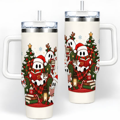 Christmas Reading Ghosts 40oz Tumbler, Stainless Steel for Book Lovers