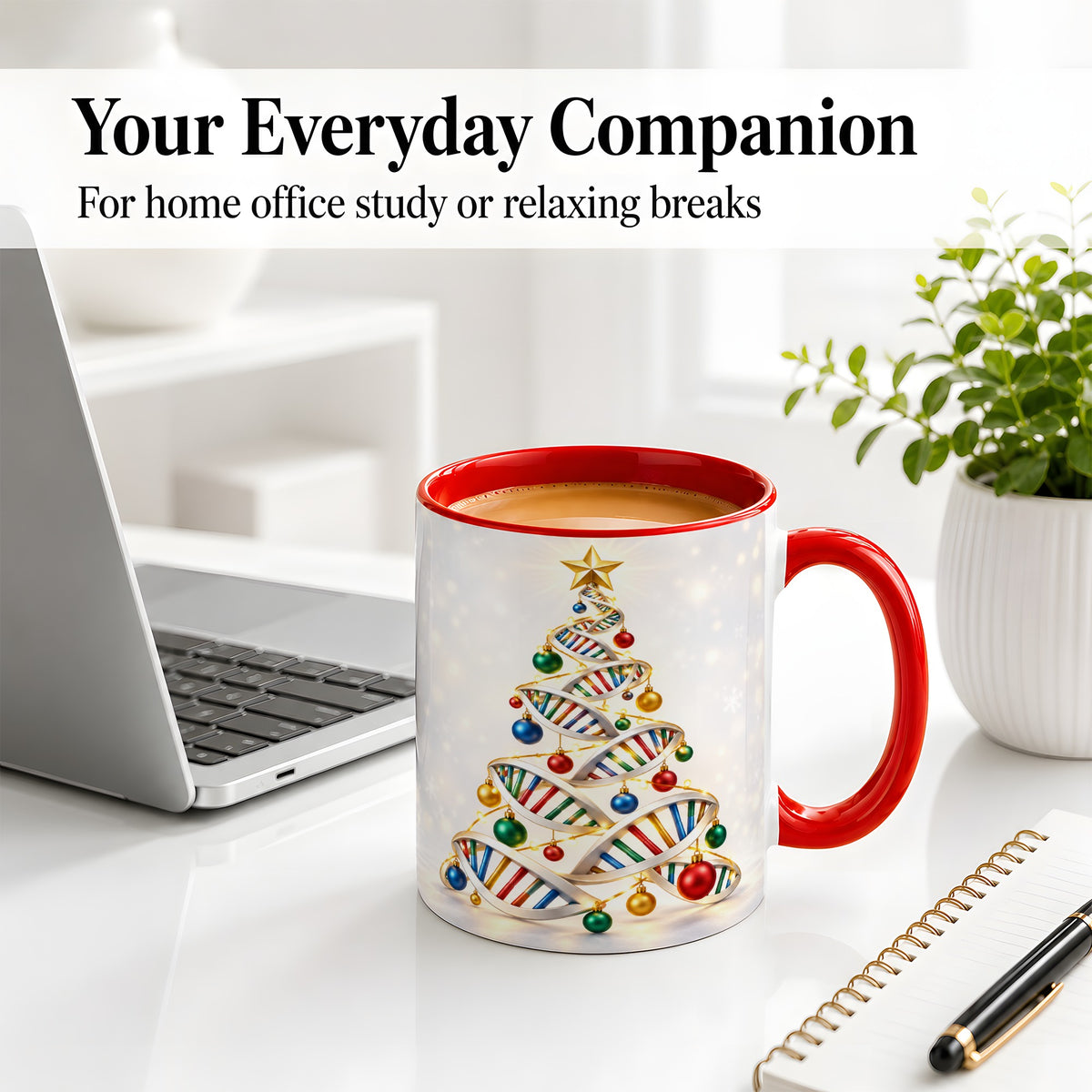 #pl[11oz|Red] DNA Christmas Tree Ceramic Mug for Science Lovers