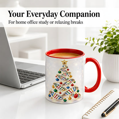 #pl[11oz|Red] DNA Christmas Tree Ceramic Mug for Science Lovers