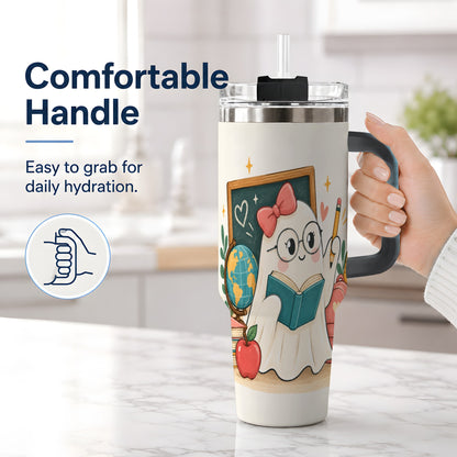 #pl[40oz|Black] Teacher Ghost Classroom 40oz Tumbler, Stainless Steel for Teachers