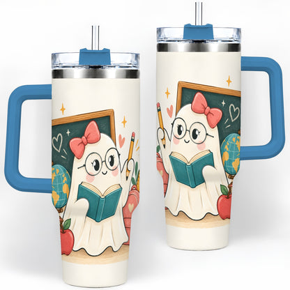 #pl[40oz|Blue] Teacher Ghost Classroom 40oz Tumbler, Stainless Steel for Teachers