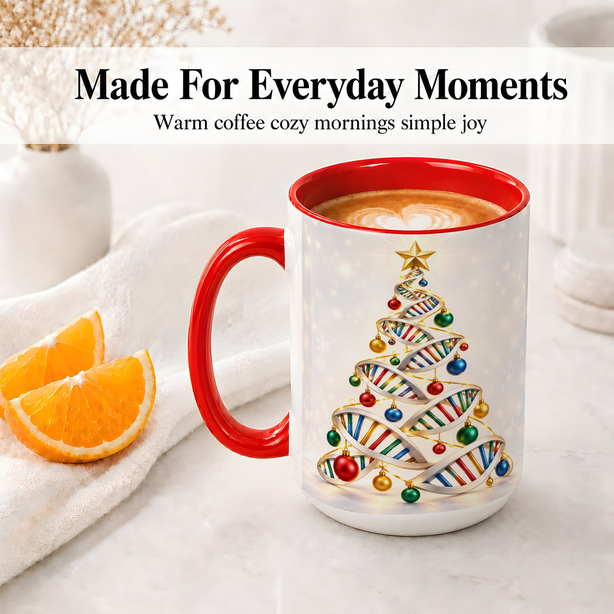 #pl[15oz|Red] DNA Christmas Tree Ceramic Mug for Science Lovers