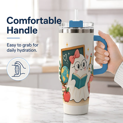 #pl[40oz|Blue] Teacher Ghost Classroom 40oz Tumbler, Stainless Steel for Teachers