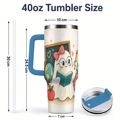 #pl[40oz|Blue] Teacher Ghost Classroom 40oz Tumbler, Stainless Steel for Teachers