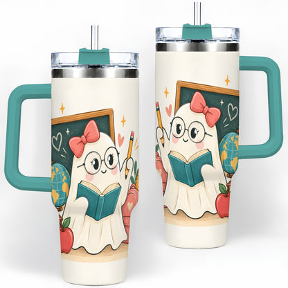 #pl[40oz|Green] Teacher Ghost Classroom 40oz Tumbler, Stainless Steel for Teachers