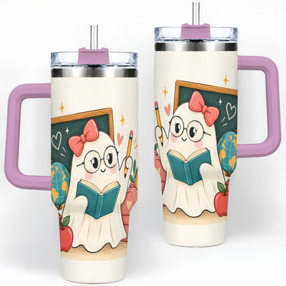 #pl[40oz|Pink] Teacher Ghost Classroom 40oz Tumbler, Stainless Steel for Teachers