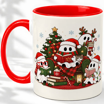 Christmas Reading Ghosts Ceramic Mug for Book Lovers
