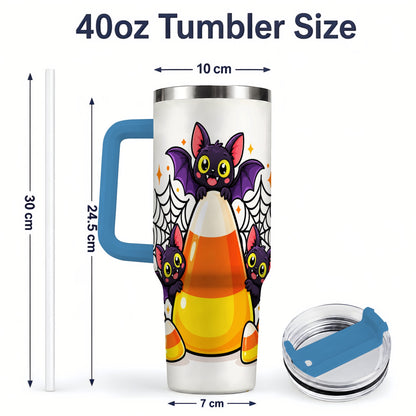 #pl[40oz|Blue] Halloween Bat Candy Corn 40oz Tumbler, Stainless Steel Drinkware