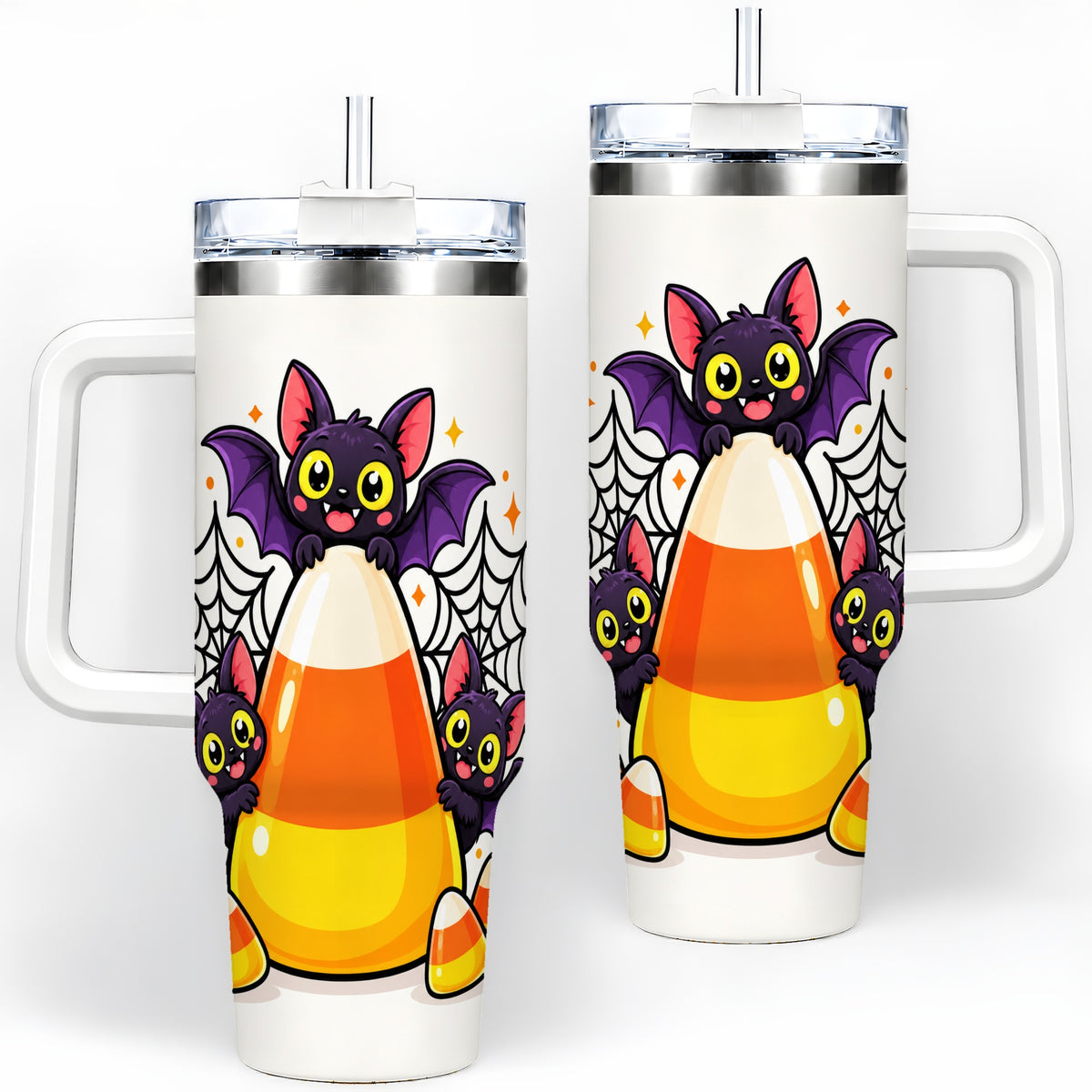 Halloween Bat Candy Corn 40oz Tumbler, Stainless Steel Drinkware