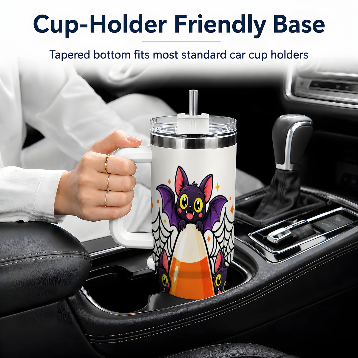 Halloween Bat Candy Corn 40oz Tumbler, Stainless Steel Drinkware