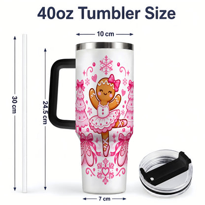 #pl[40oz|Black] Gingerbread Ballerina Christmas 40oz Tumbler for Ballet Lovers