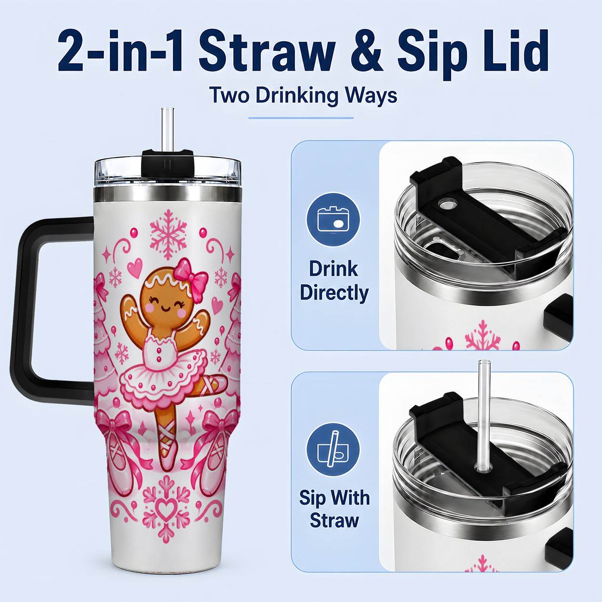#pl[40oz|Black] Gingerbread Ballerina Christmas 40oz Tumbler for Ballet Lovers