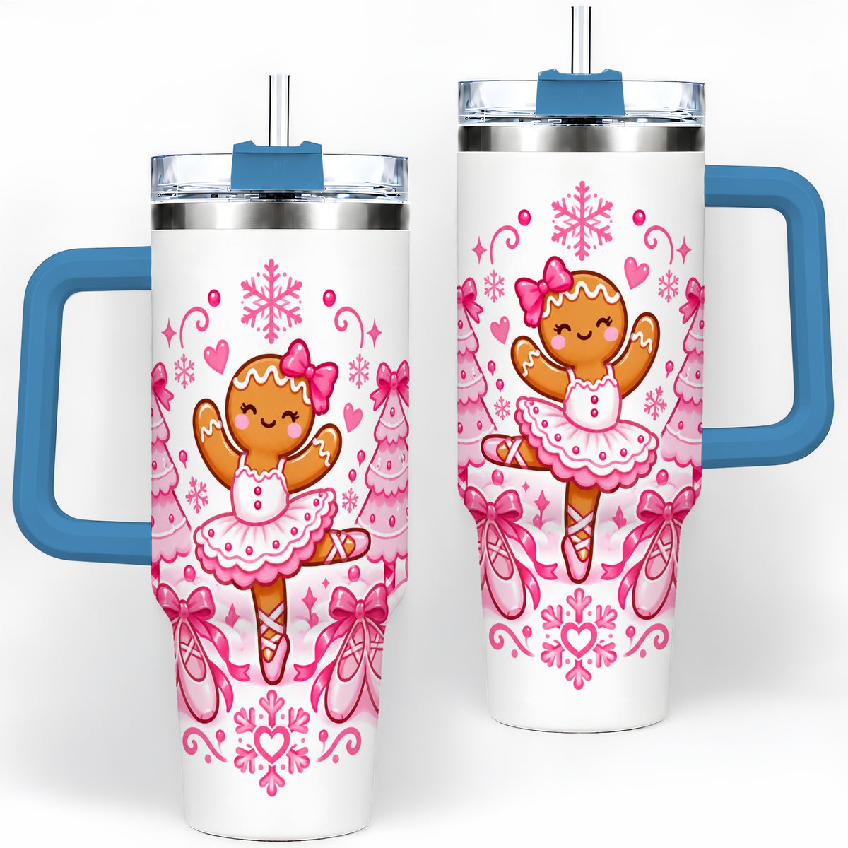 #pl[40oz|Blue] Gingerbread Ballerina Christmas 40oz Tumbler for Ballet Lovers