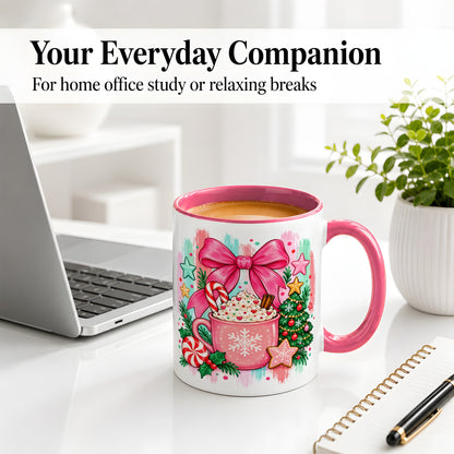 #pl[11oz|Pink] Pink Christmas Cocoa Ceramic Mug for Holiday Fans