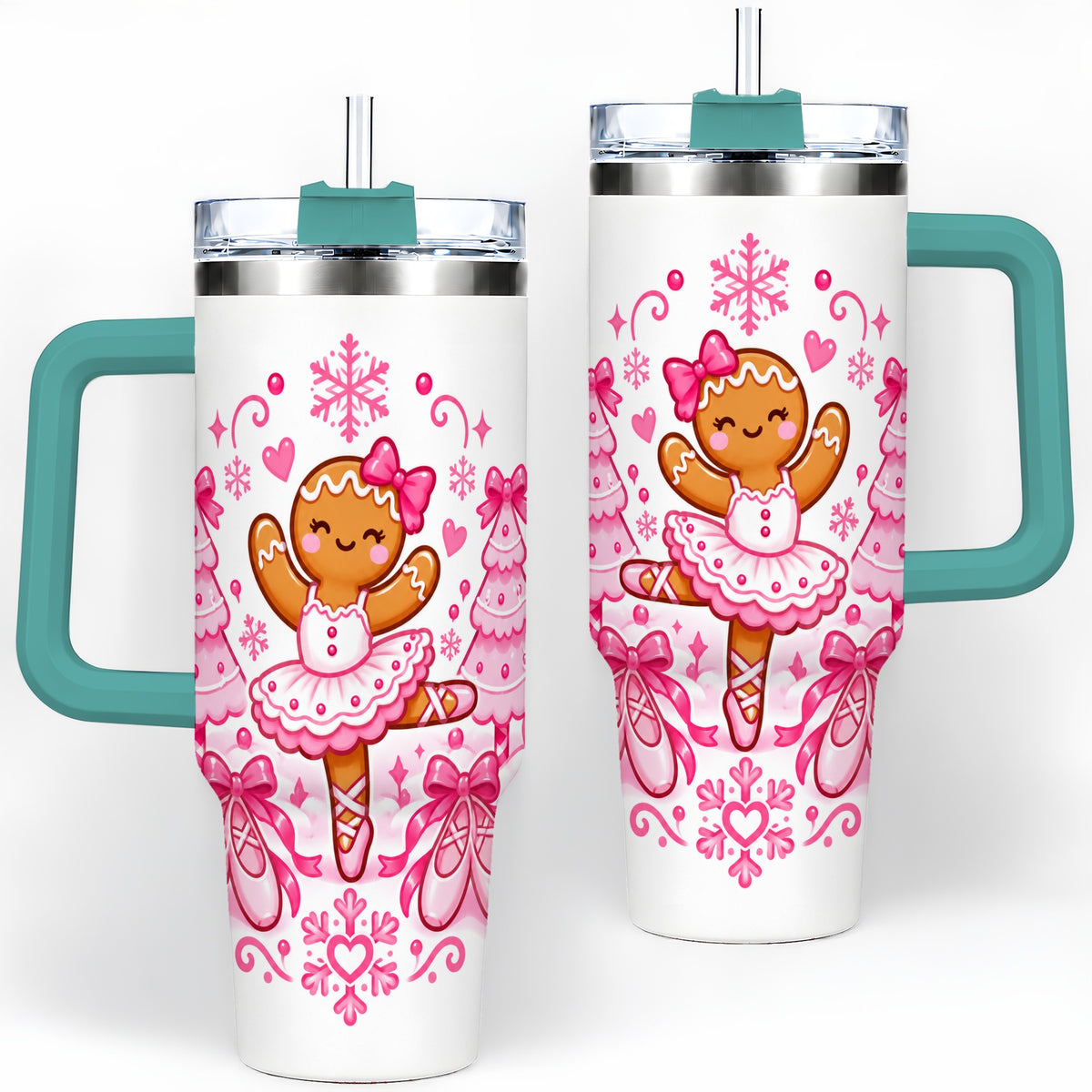 #pl[40oz|Green] Gingerbread Ballerina Christmas 40oz Tumbler for Ballet Lovers