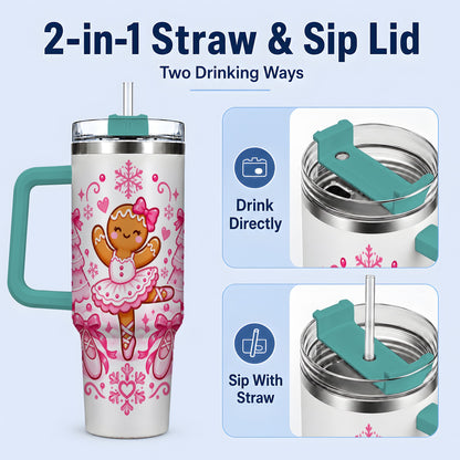 #pl[40oz|Green] Gingerbread Ballerina Christmas 40oz Tumbler for Ballet Lovers