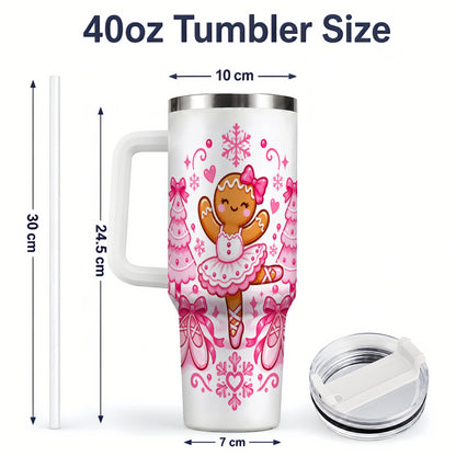 #pl[40oz|White] Gingerbread Ballerina Christmas 40oz Tumbler for Ballet Lovers