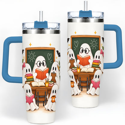 #pl[40oz|Blue] Halloween Teacher Ghosts 40oz Tumbler, Stainless Steel for Teachers