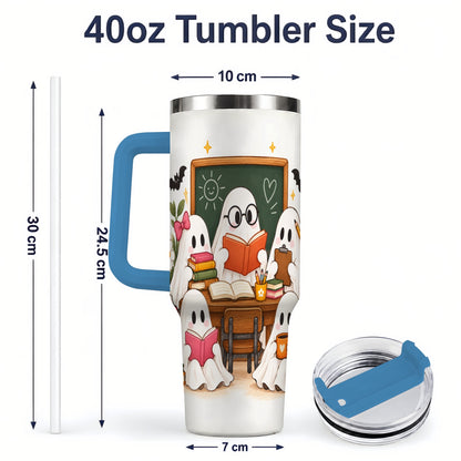 #pl[40oz|Blue] Halloween Teacher Ghosts 40oz Tumbler, Stainless Steel for Teachers
