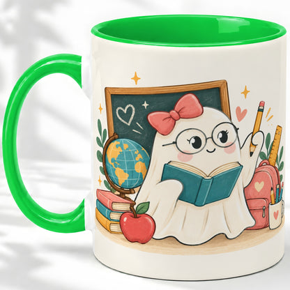 #pl[11oz|Green] Teacher Ghost Classroom Ceramic Mug for Teachers