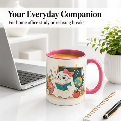 #pl[11oz|Pink] Teacher Ghost Classroom Ceramic Mug for Teachers