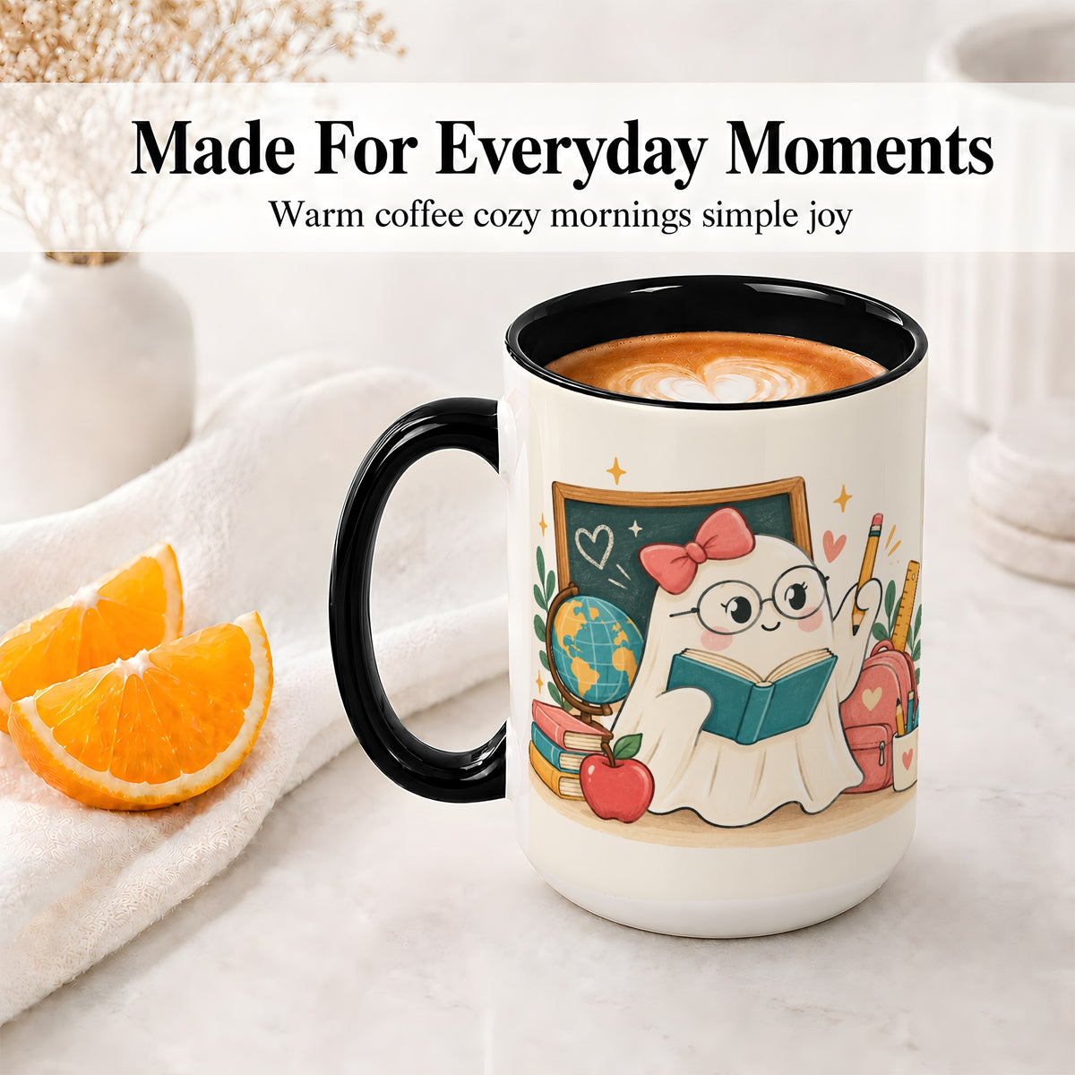 #pl[15oz|Black] Teacher Ghost Classroom Ceramic Mug for Teachers
