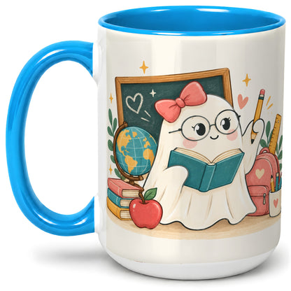 #pl[15oz|Blue] Teacher Ghost Classroom Ceramic Mug for Teachers