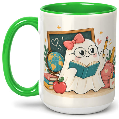 #pl[15oz|Green] Teacher Ghost Classroom Ceramic Mug for Teachers