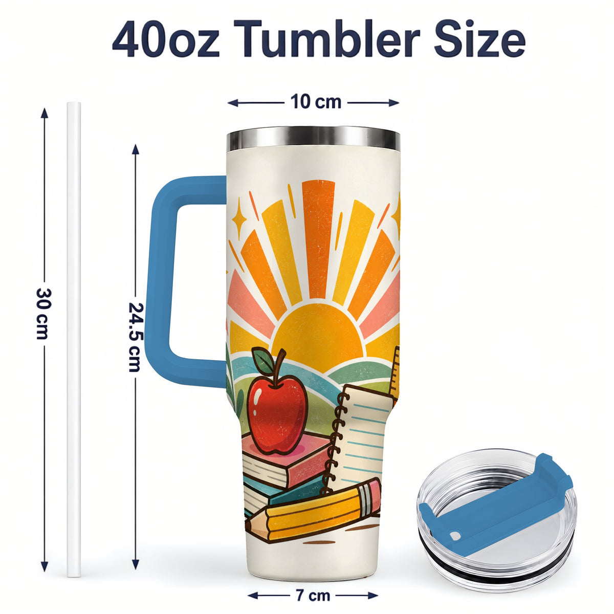 #pl[40oz|Blue] Back to School Supplies 40oz Tumbler for Teachers