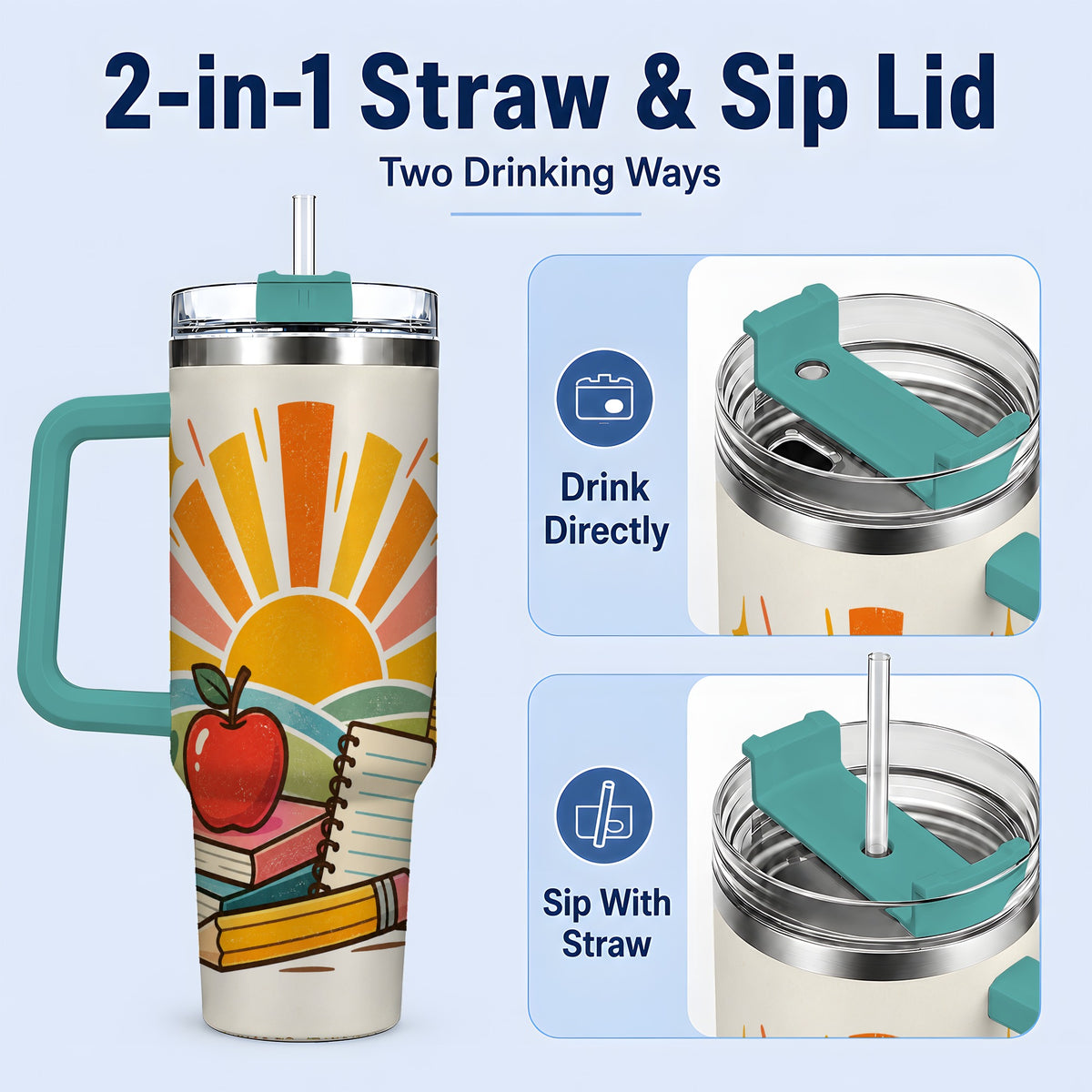 #pl[40oz|Green] Back to School Supplies 40oz Tumbler for Teachers