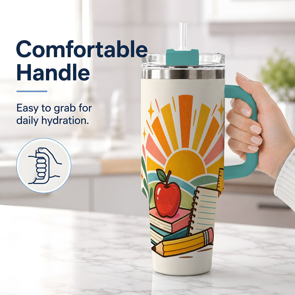 #pl[40oz|Green] Back to School Supplies 40oz Tumbler for Teachers