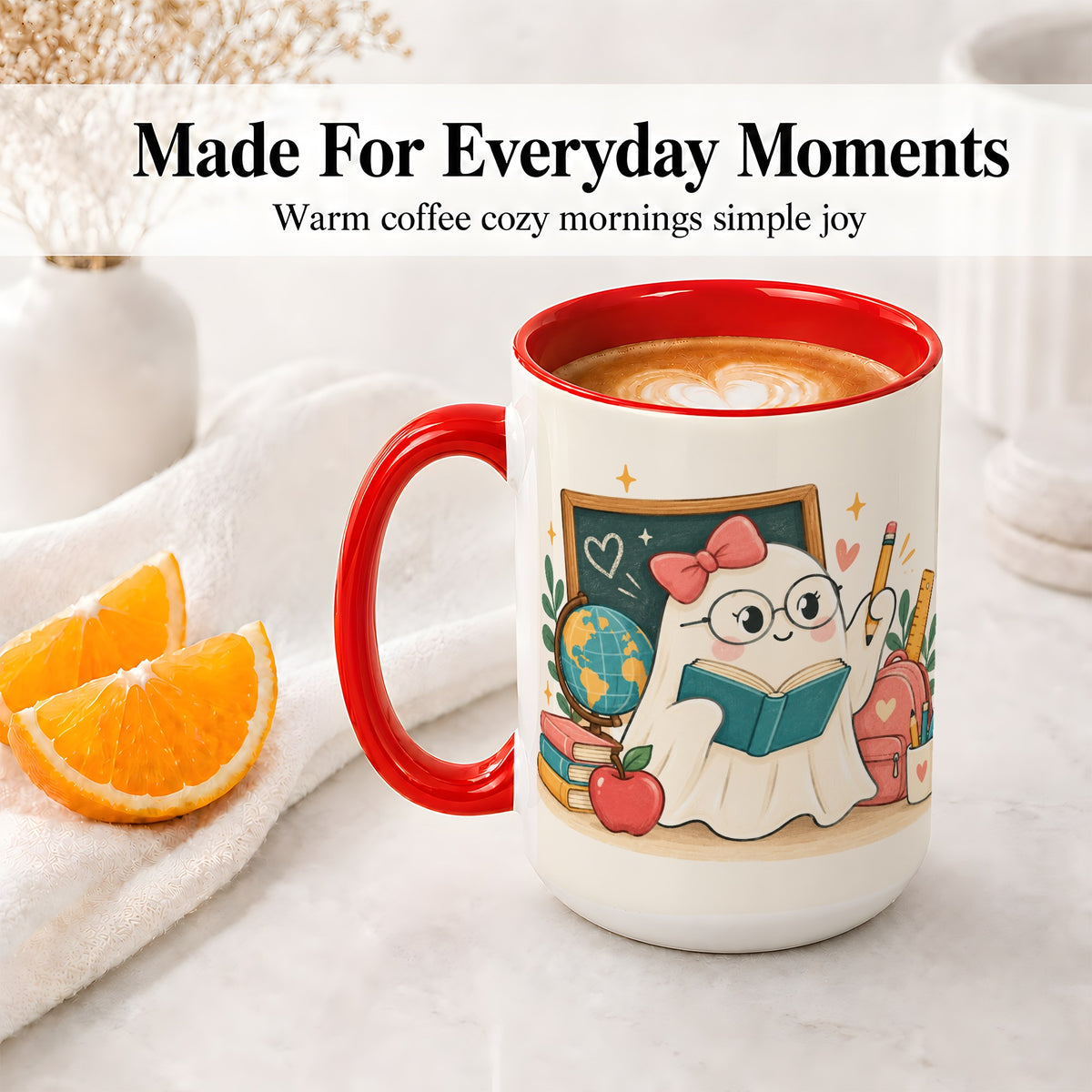 #pl[15oz|Red] Teacher Ghost Classroom Ceramic Mug for Teachers
