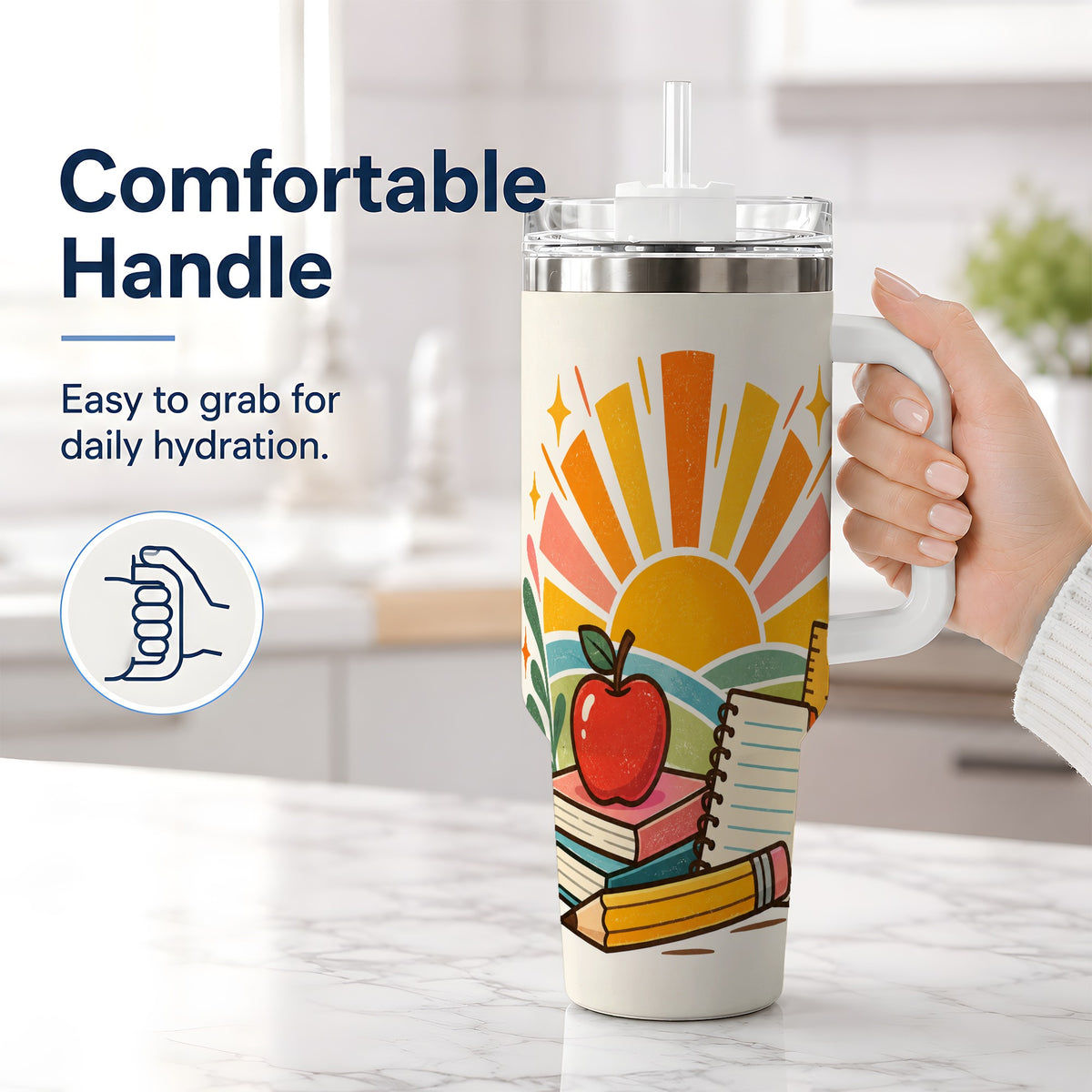 #pl[40oz|White] Back to School Supplies 40oz Tumbler for Teachers
