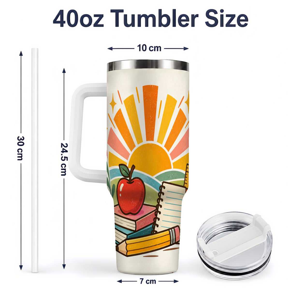 #pl[40oz|White] Back to School Supplies 40oz Tumbler for Teachers