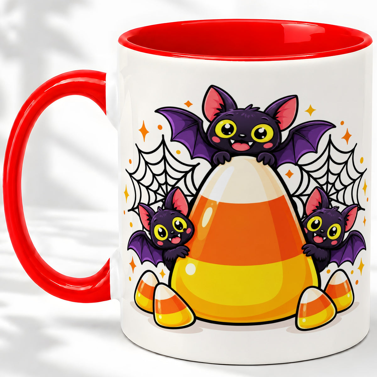 Halloween Bat Candy Corn Ceramic Mug for Halloween Fans